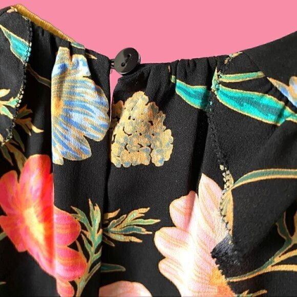 Kate Spade Black Peony Floral Picnic Perfect Blossom Cold Shoulder Mini Dress 2 - Picture 5 of 8